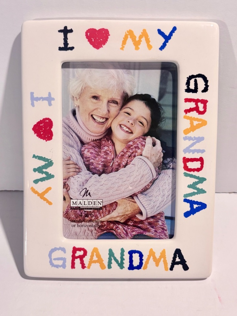 Vintage 90s I ❤️ My Grandma ceramic picture frame
